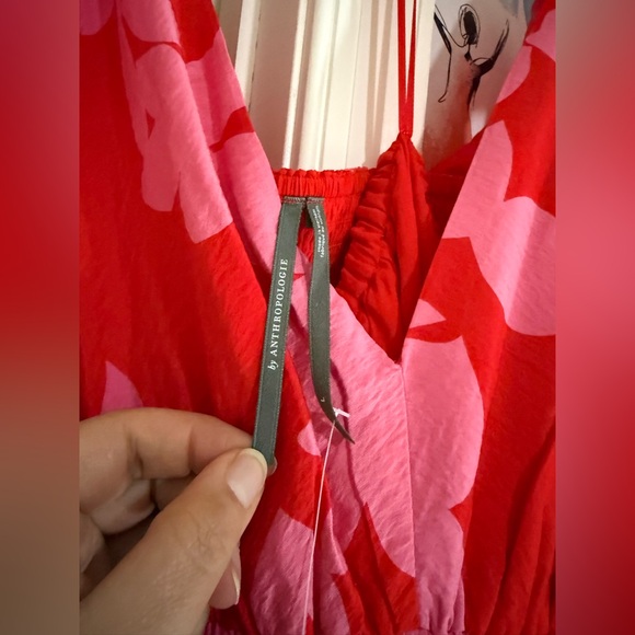 By Anthropologie Tiered Flutter-sleeve dress L - Picture 10 of 11